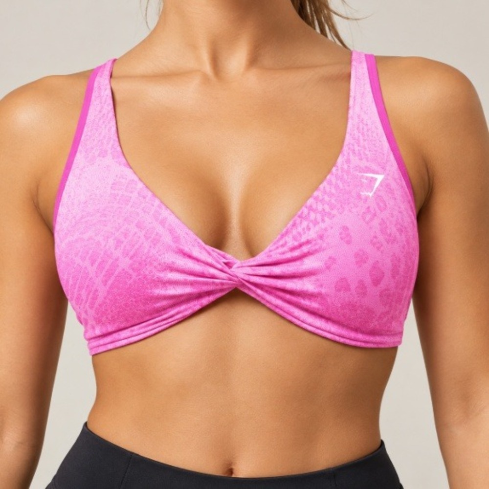 Gymshark Sour Vibrant Pink Adapt Animal Seamless Twist Front Bra NWT Size S